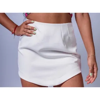 Saia estilo Zara em crepe de alfaiataria, cós alto e curta - Verão 2023 - Pink