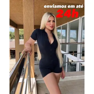 Macaquinho feminino liso com zíper - Lançamento Fitness - Vermelho manga curta zíper pre