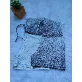 Cintura alta suplex curta P e M com cordinha - Azul verde neon