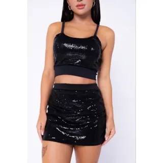 Saia Neoprene Paetê Feminina Brilho Festa Blogueira 2023 - MG 40/42