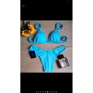 Promoção Biquini Fio Duplo com Busto Cortininha e Bojo Removível - vermelho canelado