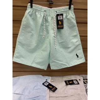 Bermuda Moda Praia Masculina Listrado Tactel Polo Ralph Lauren - Verde