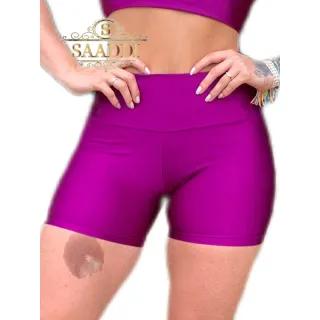 Short Poliamida Brilho Gloss Fitness Academia Alta Qualidade - Flor de violeta
