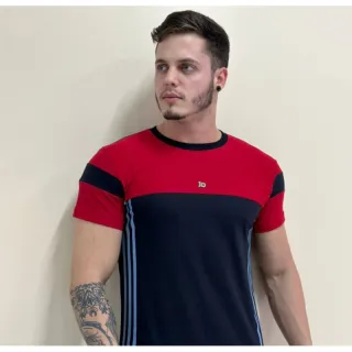 Camisa masculina Longline, camiseta oversized. Raryel loja online de roupas - PRETO COM AZUL