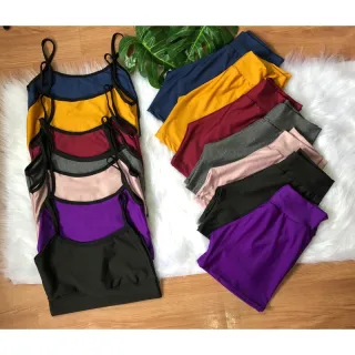 Top de alcinha reforçada + conjunto short para academia