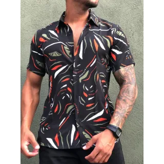 Verão2021 Masculina Havaiana Floral Florida Camisa Social