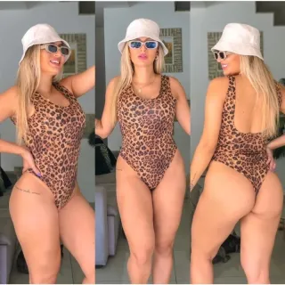 Moda Praia Feminina - Maiô Elástico nas Costas - FOLHA COSTELA DE ADAO