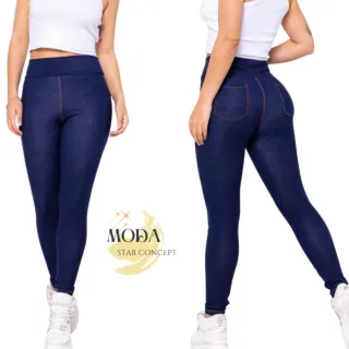 Legging Jeans Feminina Cos Alto Skinny com lycra - CINZA COR