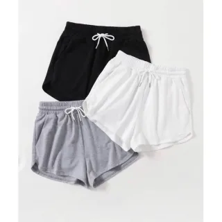 Short Moletom feminino cós elástico Plus Size G5 - Kit 3 unidades - Preto, Marrom, Nude