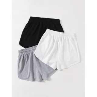 Short Moletom feminino cós elástico Plus Size G5 - Kit 3 unidades - Preto, Marrom, Nude