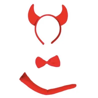 Halloween Vermelho Fantasia Adulto Chifres Carnaval - Saia vermelha brilho