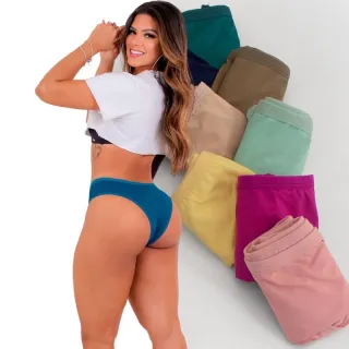 Lingerie Feminina Conforto Kit 10 Calcinha Tanga Microfibra Forro Algodão - Variadas