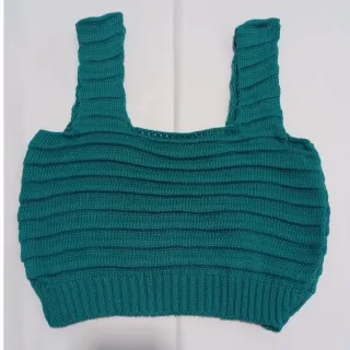 Blusa feminina regata tricot Nervura cropped - Cropped Vervura Azul