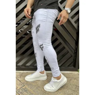 Calças masculinas super skinny premium destroyed modernas - 40