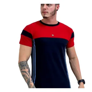 Camisa masculina Longline, camiseta oversized. Raryel loja online de roupas - PRETO COM AZUL