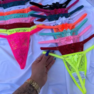 Anitta Kit 3 Tanguinhas Sexy Rendadas - Super Fio Dental Lação - Cores Sortidas