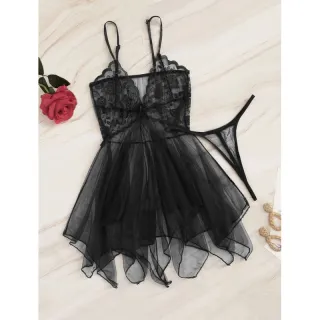 Tule Transparente Sensual Camisola - Branco