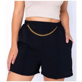 Duna Estilosa Feminina: Short Corrente de Crepe para Mulher - Preto