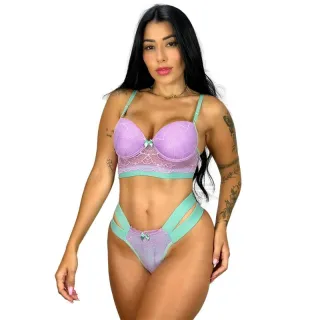 Estili Conjunto Feminino Sutiã Calcinha Com Bojo Neon - Branco
