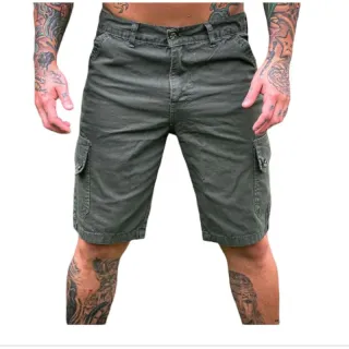 Bermuda 100% algodão Cargo - Marrom