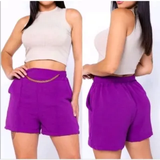 Duna Estilosa Feminina: Short Corrente de Crepe para Mulher - Preto