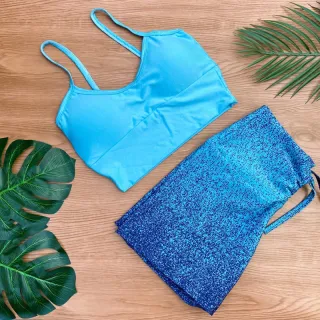 Conjunto Fitness Feminino Estampado - Cropped Top com Bojo e Short de Cordinha Regulagem - Estampa 2