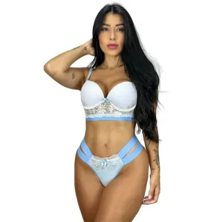 Estili Conjunto Feminino Sutiã Calcinha Com Bojo Neon - Branco