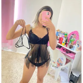 Tule Transparente Sensual Camisola - Branco