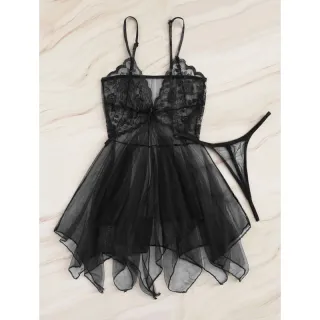 Tule Transparente Sensual Camisola - Branco