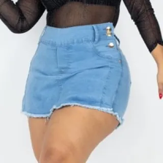 Saia Jeans Plus Size Feminino Curto Com Lycra
