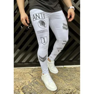 Calças masculinas super skinny premium destroyed modernas - 40