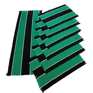 Algodão Chic Tear Americano Jogo - 7 peças - Cru com listrado vermelho