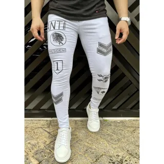 Calças masculinas super skinny premium destroyed modernas - 40