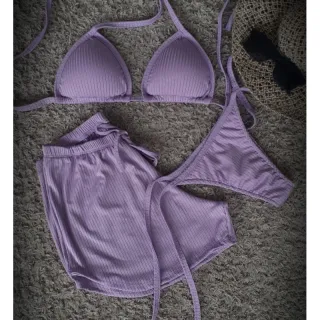 Shortinho malha canelada com biquini - ROSA BB