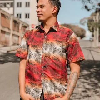 Camisa Masculina Manga Curta Estampa Floral - Compre Online na Raryel - 1