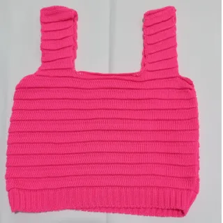 Blusa feminina regata tricot Nervura cropped - Cropped Vervura Azul