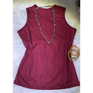 Malha Canelada Blusa Regata - Lilás