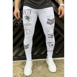 Calças masculinas super skinny premium destroyed modernas - 40