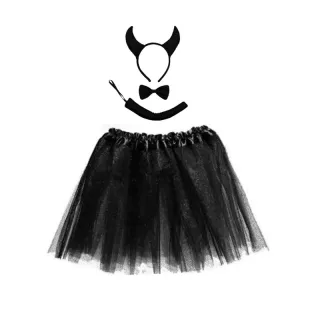 Halloween Vermelho Fantasia Adulto Chifres Carnaval - Saia vermelha brilho