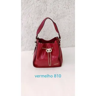 Bolsa com fecho de ziper e cordão de ferro, alça maior não vai - Vinho 21727