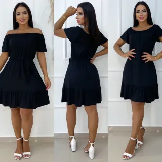 Midi ciganinha com Manga de babadinho e laço ombro a ombro - Vestido casual - 2