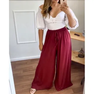 Moda Pantalona Feminina Forrada Cintura Alta Fendas Laterais - Envio Super Rápido! - Preto