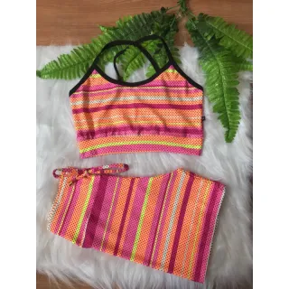 Conjunto Fitness Feminino Alcinha e Short com Cordinha - Rosa rosa bebê