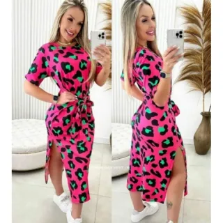 Tamanho Único Vestido Blogueira Feminino em Tecido Viscolycra - Azul