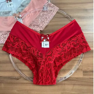 Moda íntima feminina: Kit com 5 Calcinhas de Renda Box Shortinho Cueca Boxer Linda Lingerie - sortidas