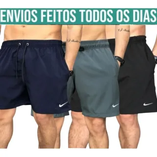 Short masculino esporte academia tactel com logo refletivo - Azul