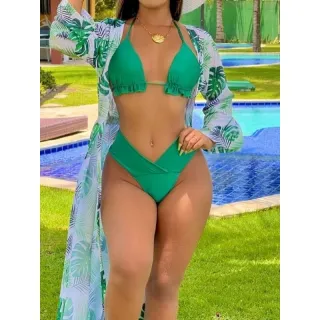 Biquíni Beach Gloss Metalizado - Cortininha e Calcinha Efeito Lipo