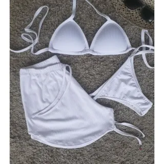 Shortinho malha canelada com biquini - ROSA BB