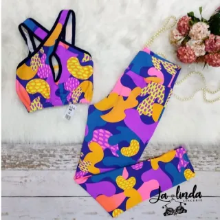 Calça + Top Fitness SUPLEX Conjunto 3em1 - ESTAMPADO *02