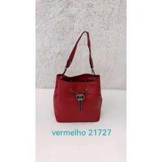 Bolsa com fecho de ziper e cordão de ferro, alça maior não vai - Vinho 21727